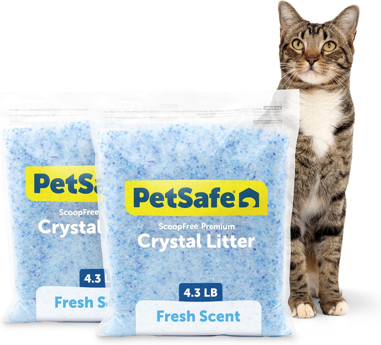 PetSafe ScoopFree 4.3 lb Bags (2 Pack) Premium Crystal Cat Litter - Outperforms Clay Litter - Refill Packs - Reusable Tray Compatible - Fresh Scent